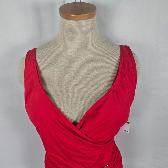 Michael Kors One Piece Swimsuit Women's 14 Red Cruise 2020 Crossover NWT - Picture 2 of 16